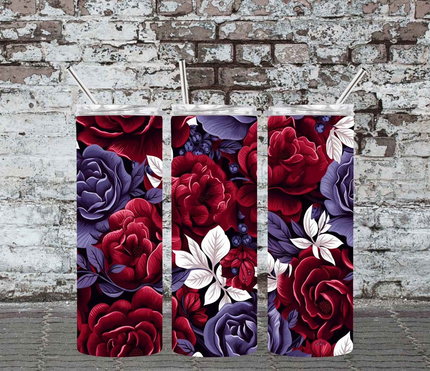 RED AND PURPLE ROSES - 20OZ SKINNY TUMBLER