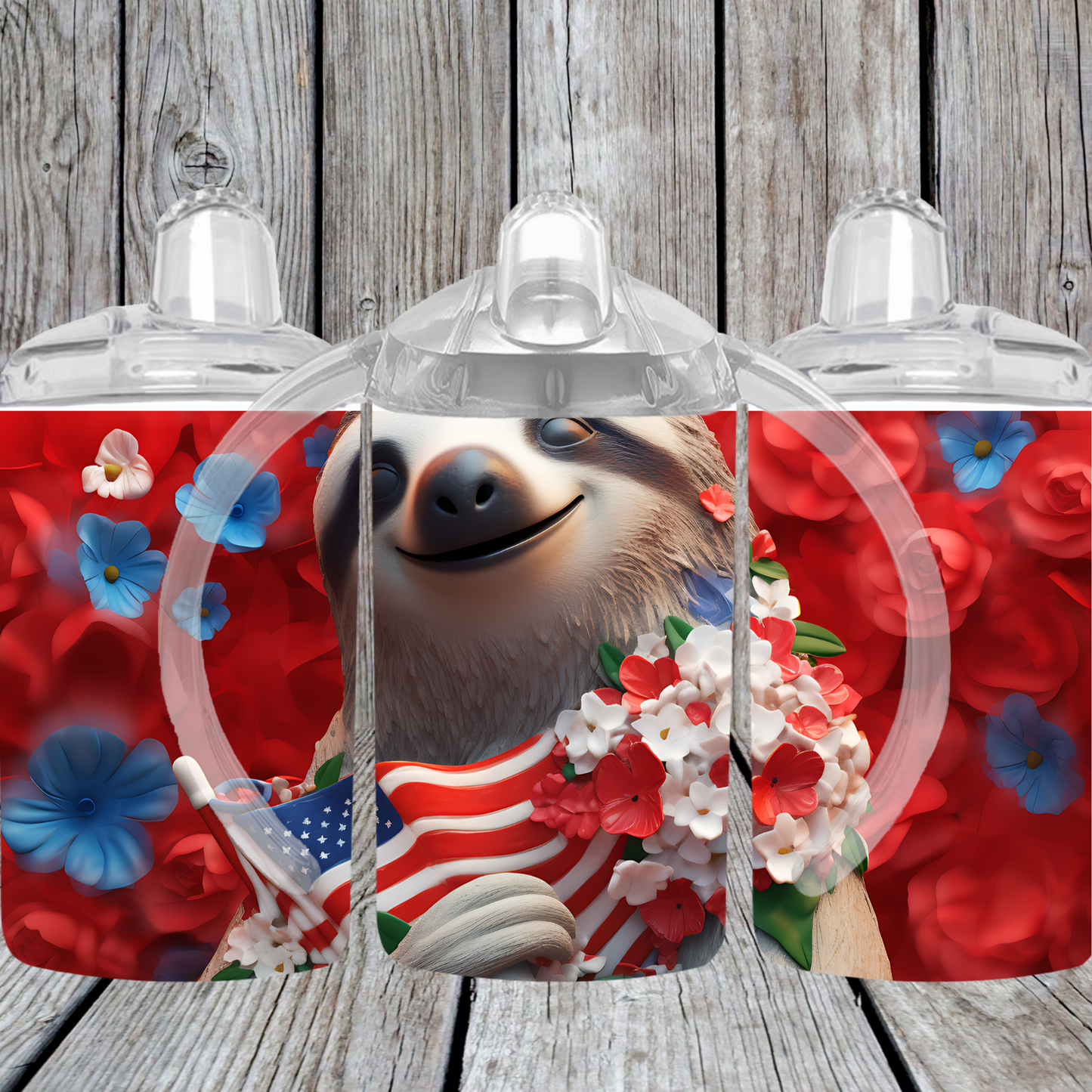 12OZ SIPPY CUP - PATRIOTIC SLOTH