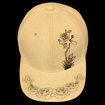 CROSS AND ROSES - SUEDE BASEBALL HAT