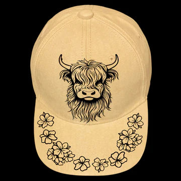 CUTE HIGHLAND COW - SUEDE BASEBALL HAT