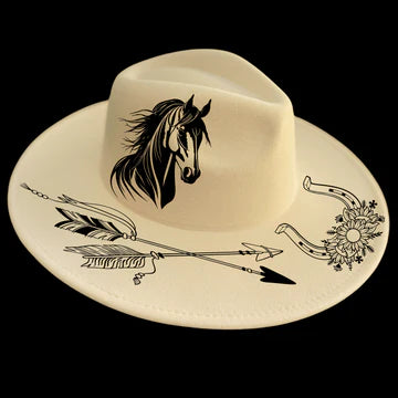 HORSE WITH HORSE SHOE - WIDE BRIM HAT