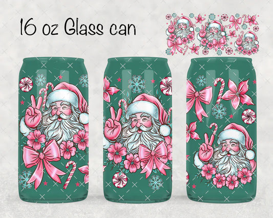 PINK SANTA - 16OZ GLASS TUMBLER