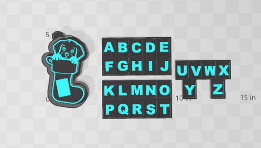 DOG STOCKING WITH LETTERS -FRESHIE MOLD