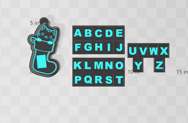 CAT STOCKING WITH LETTERS -FRESHIE MOLD