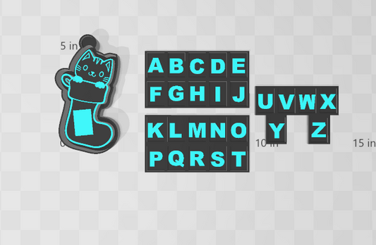 CAT STOCKING WITH LETTERS -FRESHIE MOLD