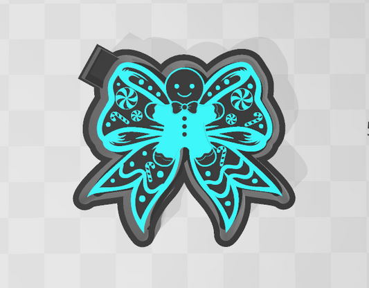 GINGERBREAD MAN BOW -FRESHIE MOLD
