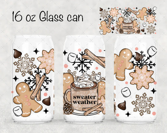 SWEATER WEATHER - 16OZ GLASS TUMBLER