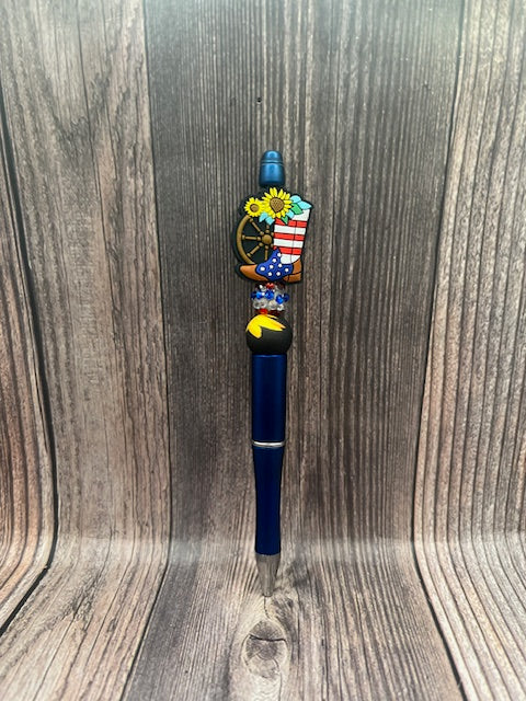 USA BOOT WITH FLOWERS PEN