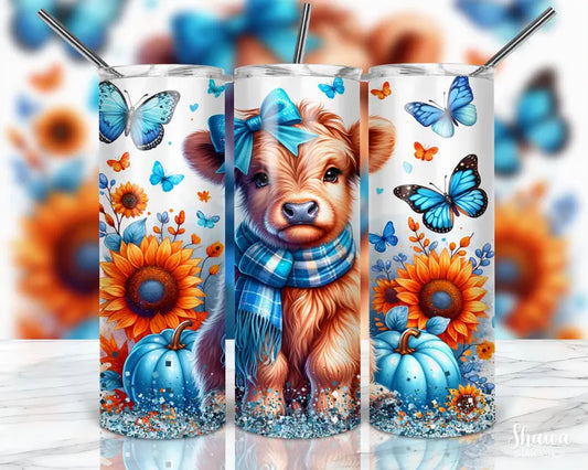 BLUE HIGHLAND COW - 20OZ SKINNY TUMBLER