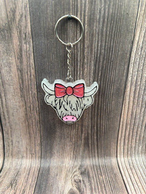 COW HEAD W/ BOW- FRESHIE KEYCHAIN