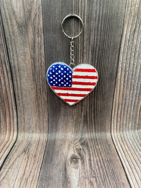 USA FLAG HEART- FRESHIE KEYCHAIN