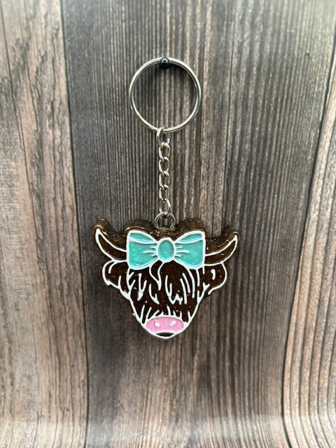 COW HEAD W/ BOW- FRESHIE KEYCHAIN