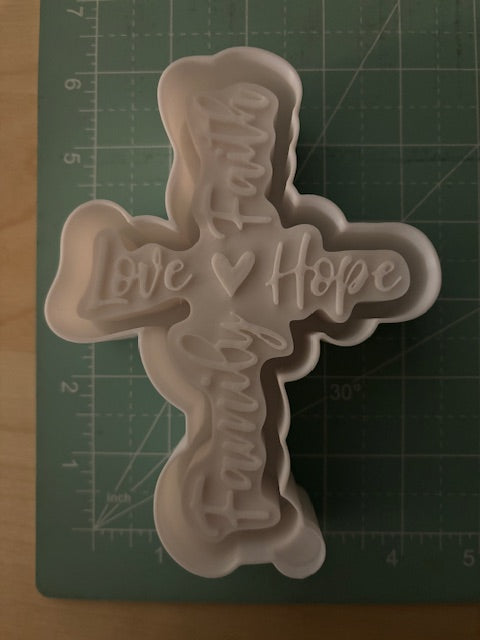 FAITH,HOPE,LOVE, FAMILY CROSS -FRESHIE MOLD